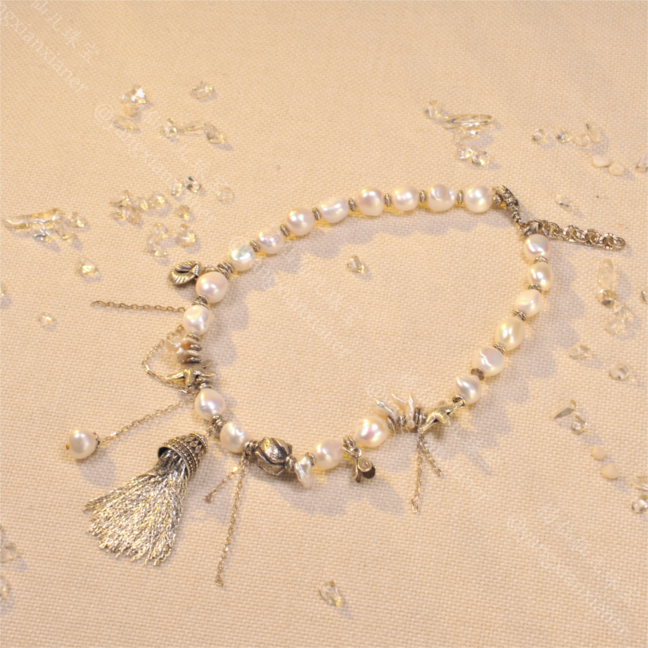 925银银制品 【杨仙仙珠宝】银镶多宝项链-X5191自发