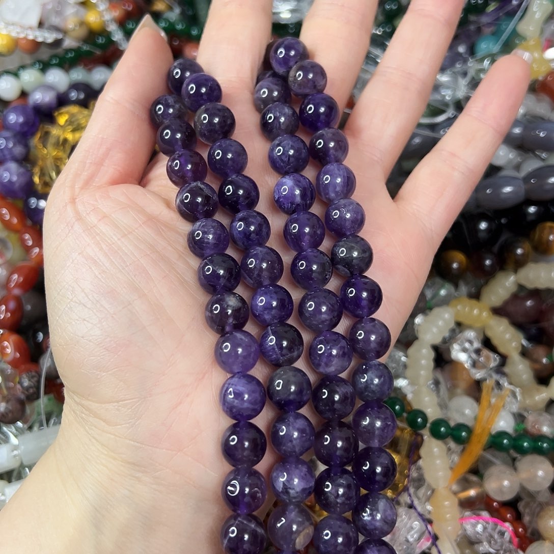 玛瑙/玉髓未镶嵌珠宝半成品，卡10紫水晶一条