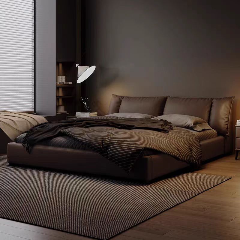 意式极简真皮床现代简约高端大气1.8米轻奢婚床主卧双人软包大床