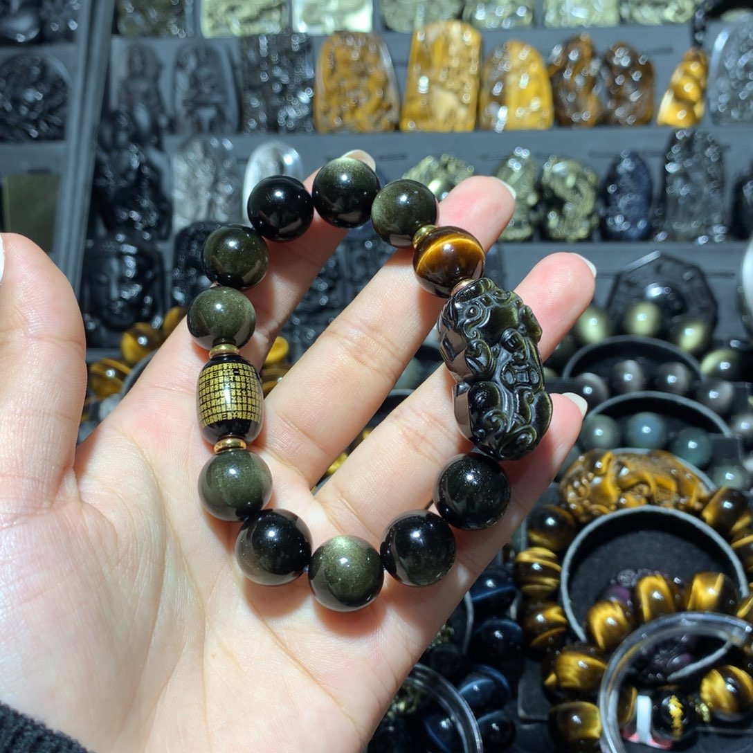 未镶嵌黑曜岩手链永**?