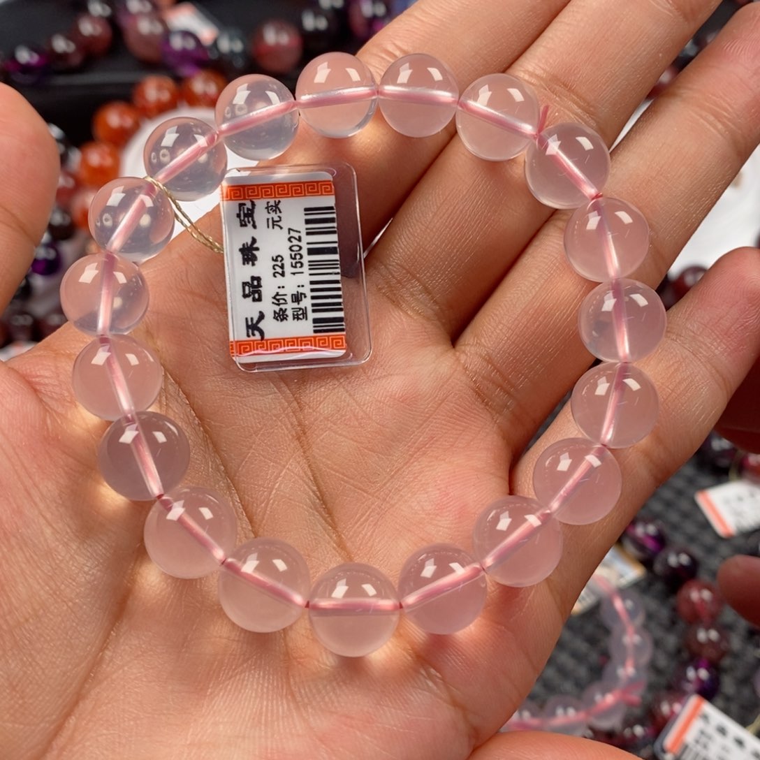 水晶手链未镶嵌花**州粉水晶155027