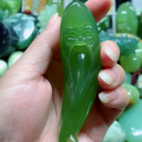 未镶嵌蛇纹石玉手把件