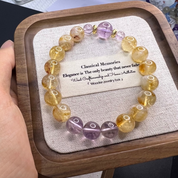 赫拉之手【幸运引力.紫金】天然黄塔晶玻利维亚紫水晶原创手串