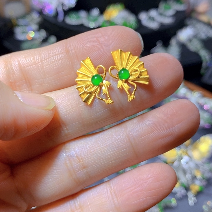 翡翠戒指银S925镶嵌天然翡翠