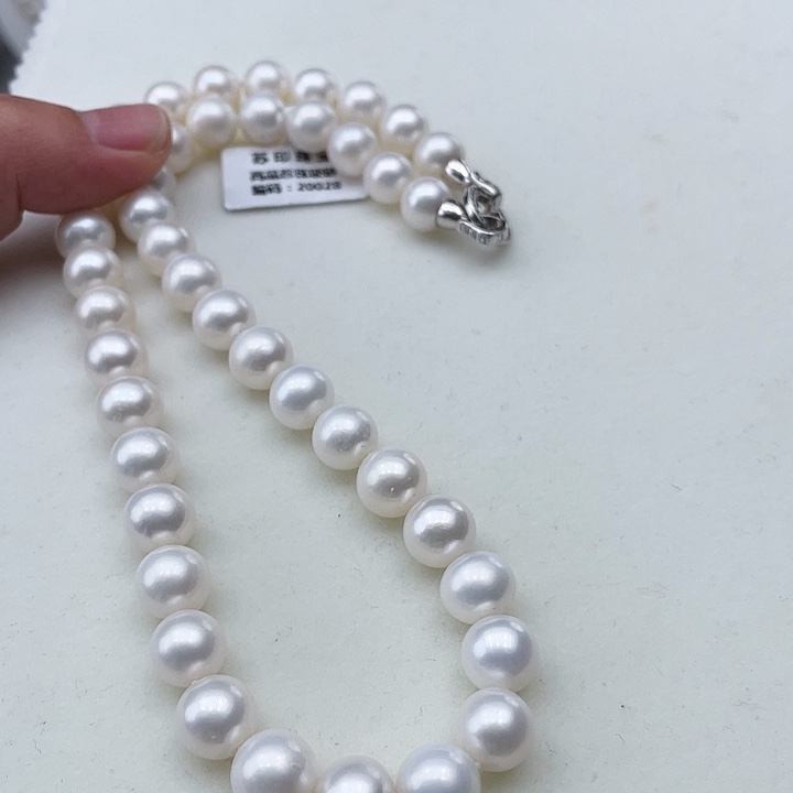 淡水珍珠颈饰银S925镶嵌卡10极光冷白高品