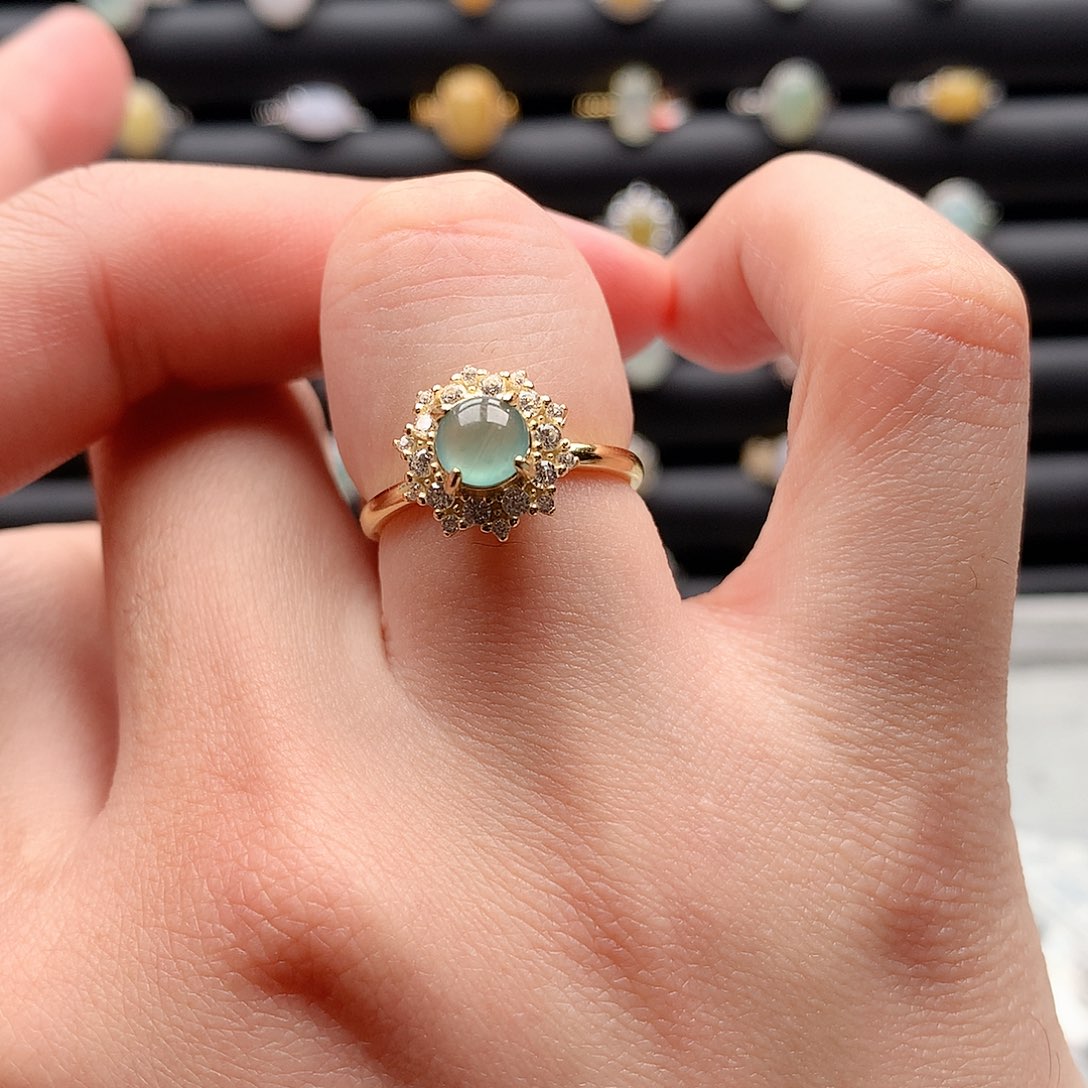 翡翠戒指银S925镶嵌0093