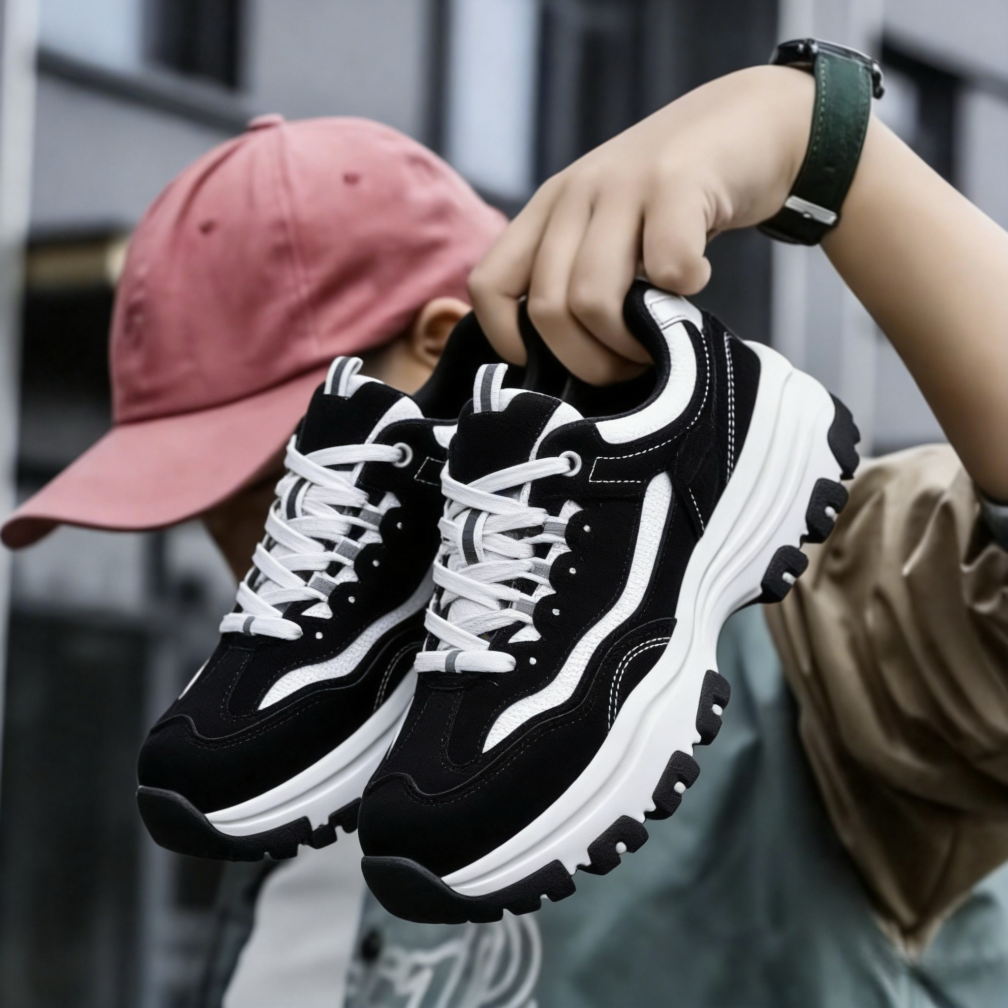 【秋冬＋运费险·】定向厚底ins休闲熊猫·经典款男鞋女鞋跑步鞋运动鞋