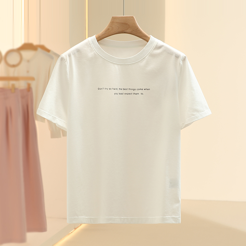 【艾w】简约字母印花时尚宽松T恤2025春季新款七号铺撤柜女装