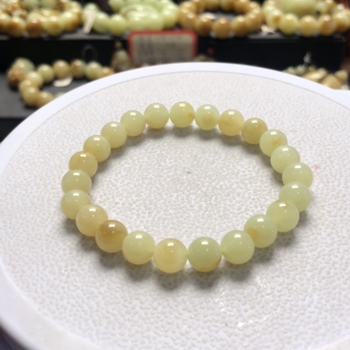 和田玉手串未镶嵌卡8