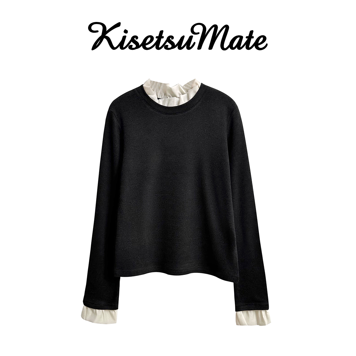 秋冬修身型秋冬修身纯色长袖T恤蕾丝内搭圆领常规保暖-3223