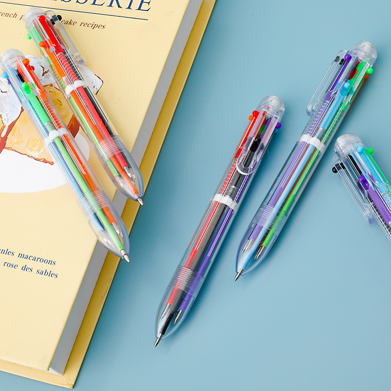 【三单以上优先发货】Q-新-透明6色圆珠笔（到手1支）