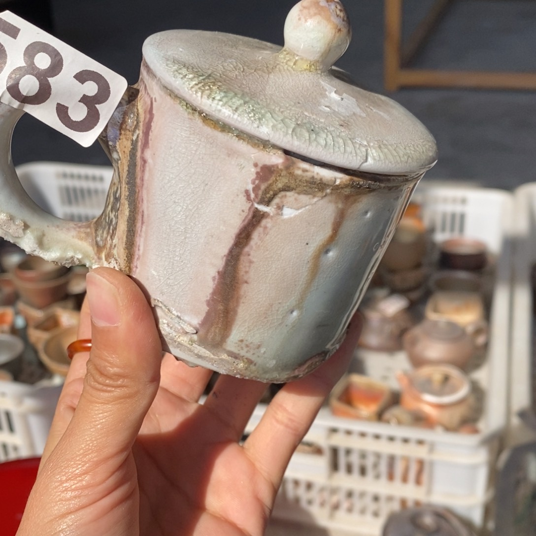 陶园柴烧 精品高货。❤️***583 摆件开不底部打磨大裂纹