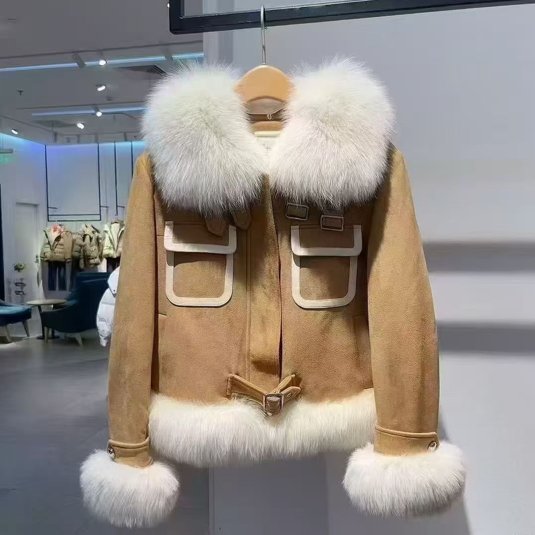 冬季大毛领短款外套时尚潮流简约气质优雅保暖女装