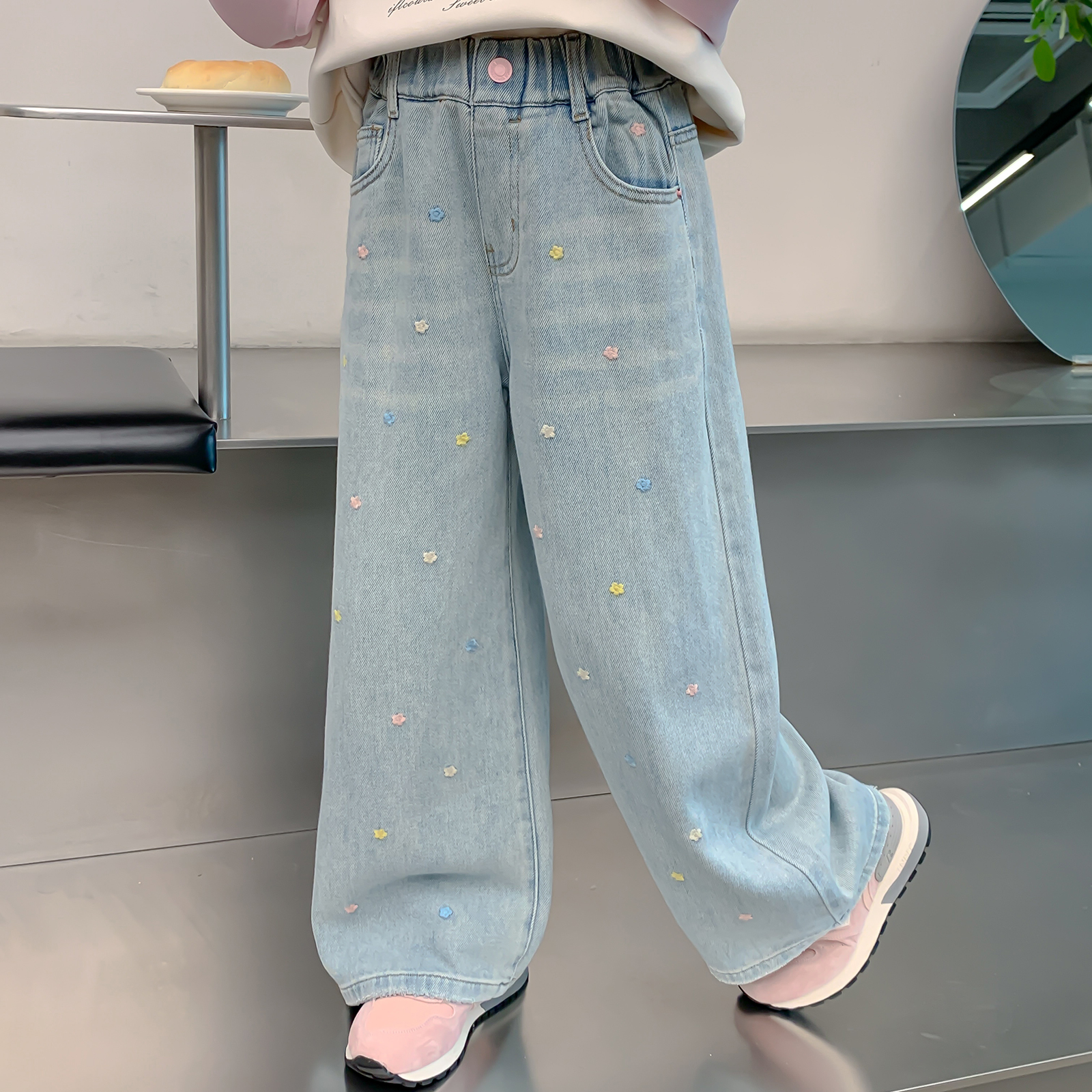 女童春秋款牛仔裤2025春季新款百搭女孩春季直筒牛仔裤Q13093