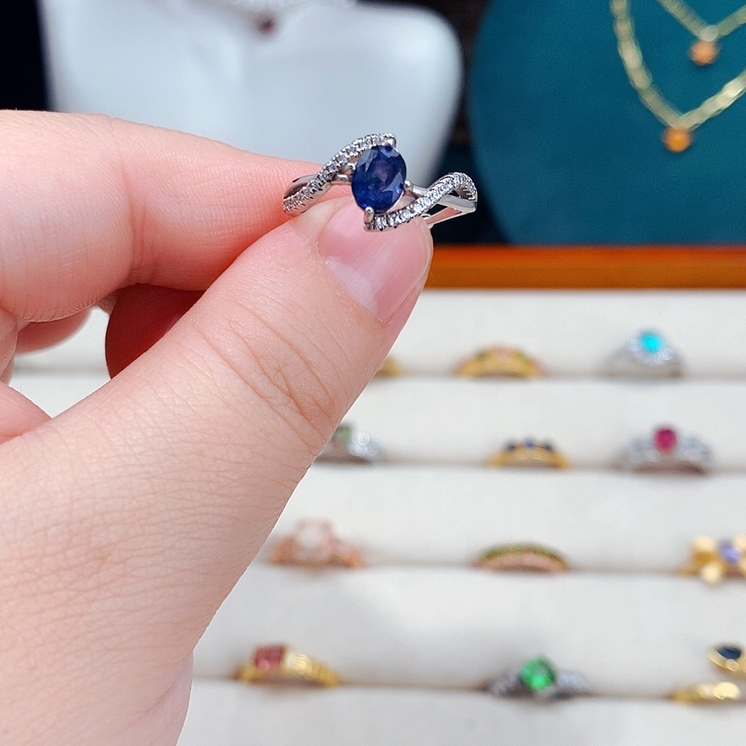蓝宝石戒指14K金镶嵌