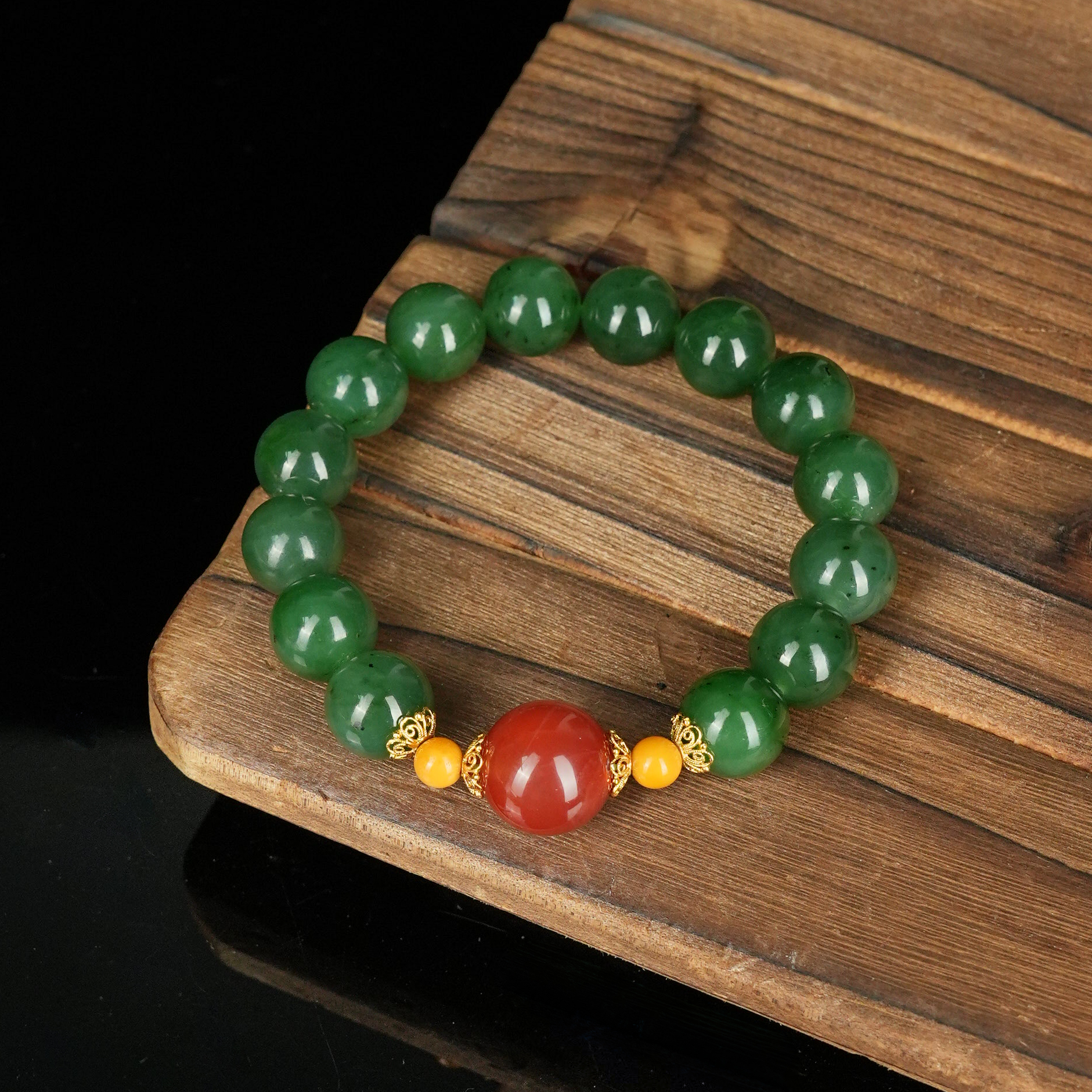 R*碧玉圆珠手串12mm@YLG31020906-1@