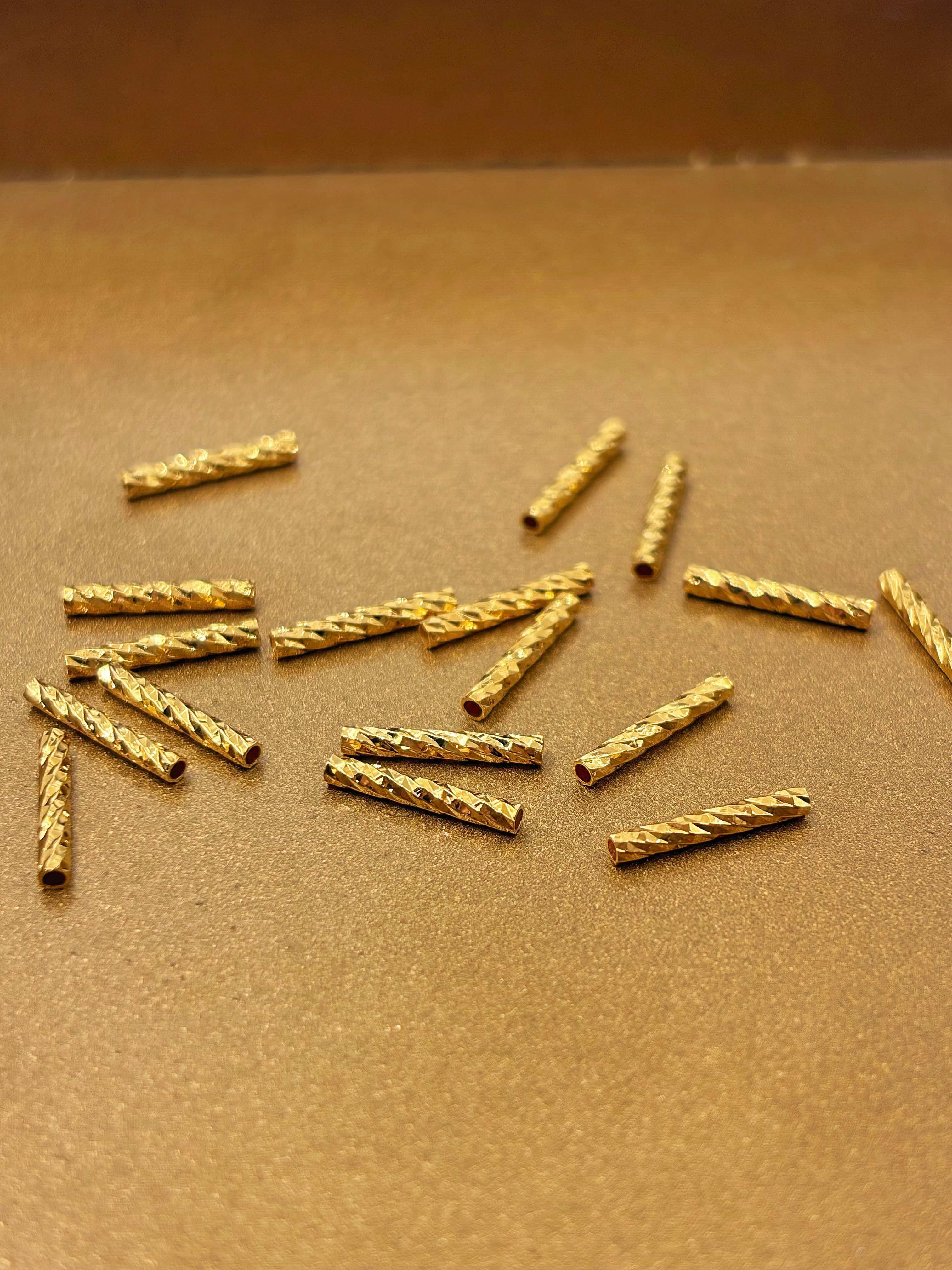 18K金 车花空心管子隔珠DIY配件