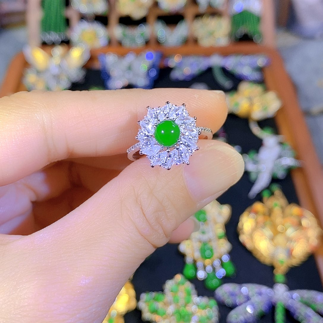 吊坠(不含链)银S925镶嵌翡翠