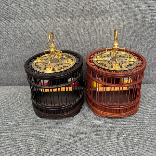 精品铜盖板蝈蝈笼带食碗带杠