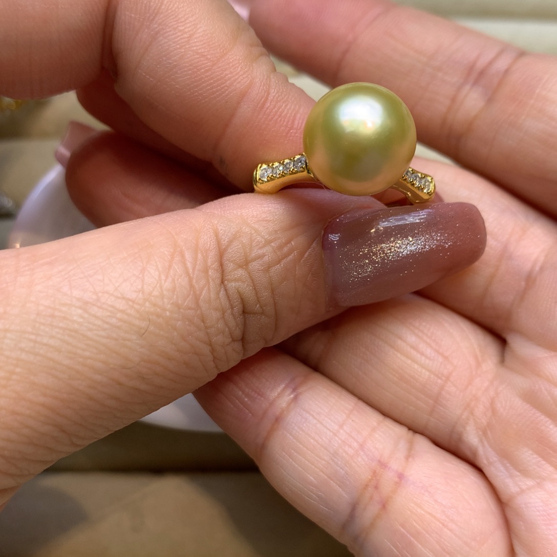 银S925镶嵌戒指海水珍珠