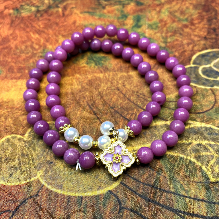 合金石英石手链 A316紫云母0.6四叶草手串-无礼盒