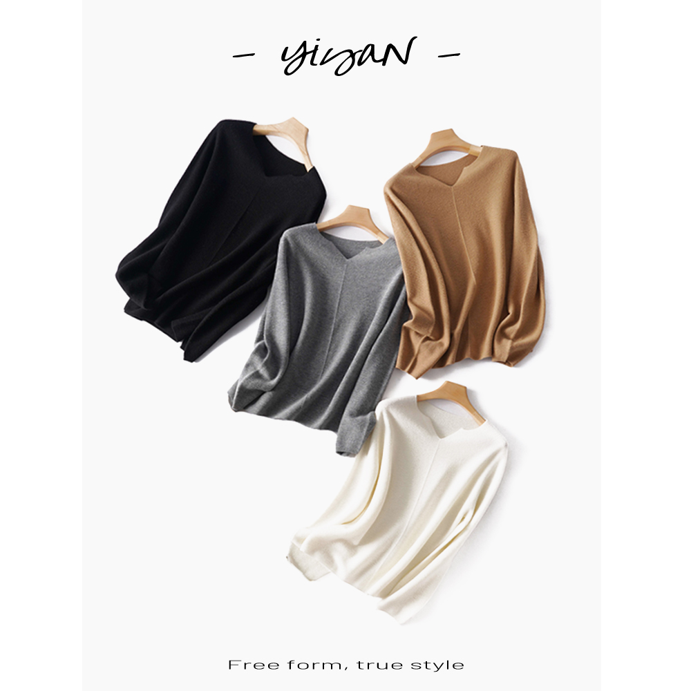 秋冬绵羊毛毛衣海鸥领一线成衣打底长袖宽松百搭