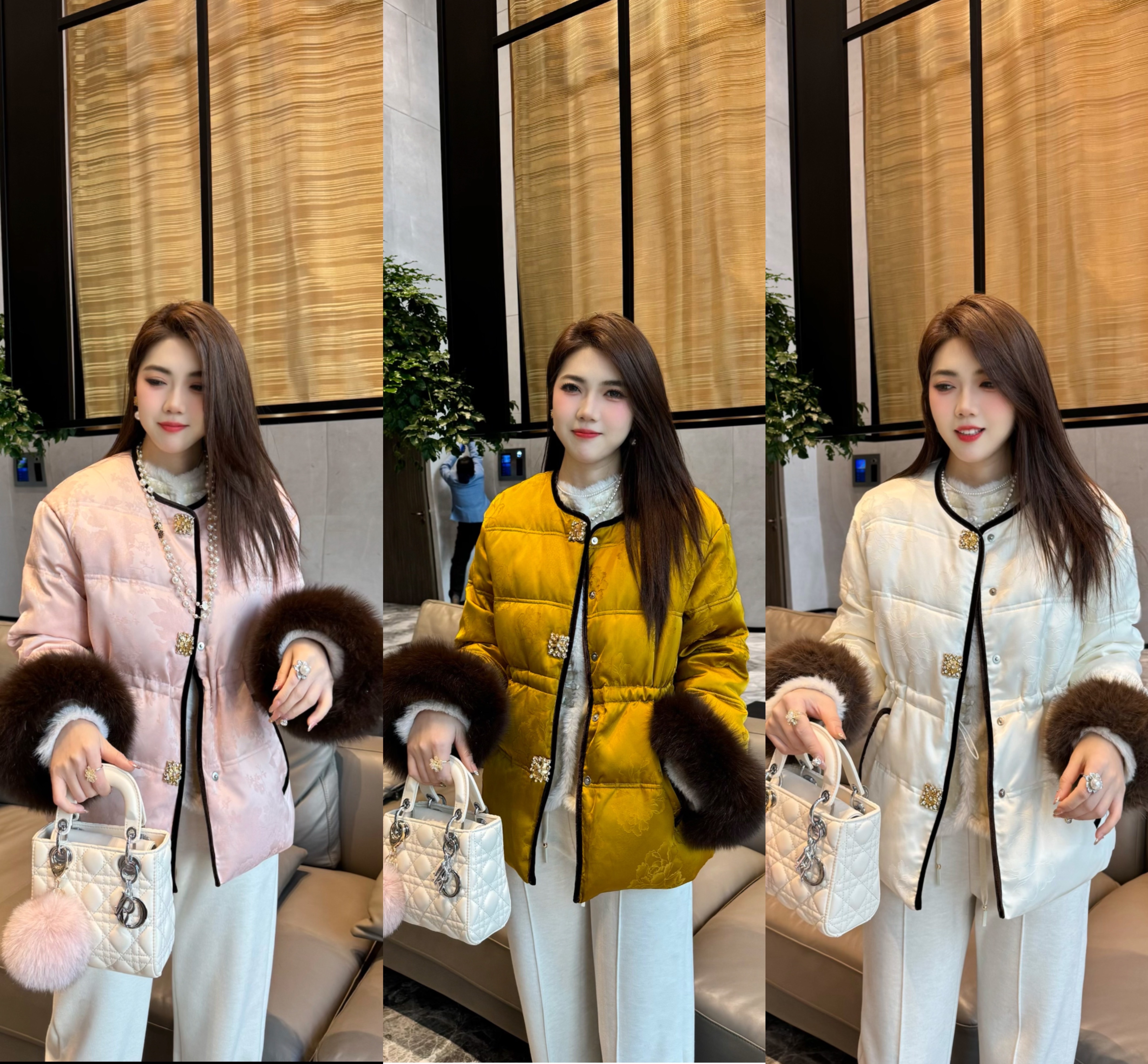 【金贵女主】冬季高端新中式年轻显瘦中长款加厚加棉外套9278