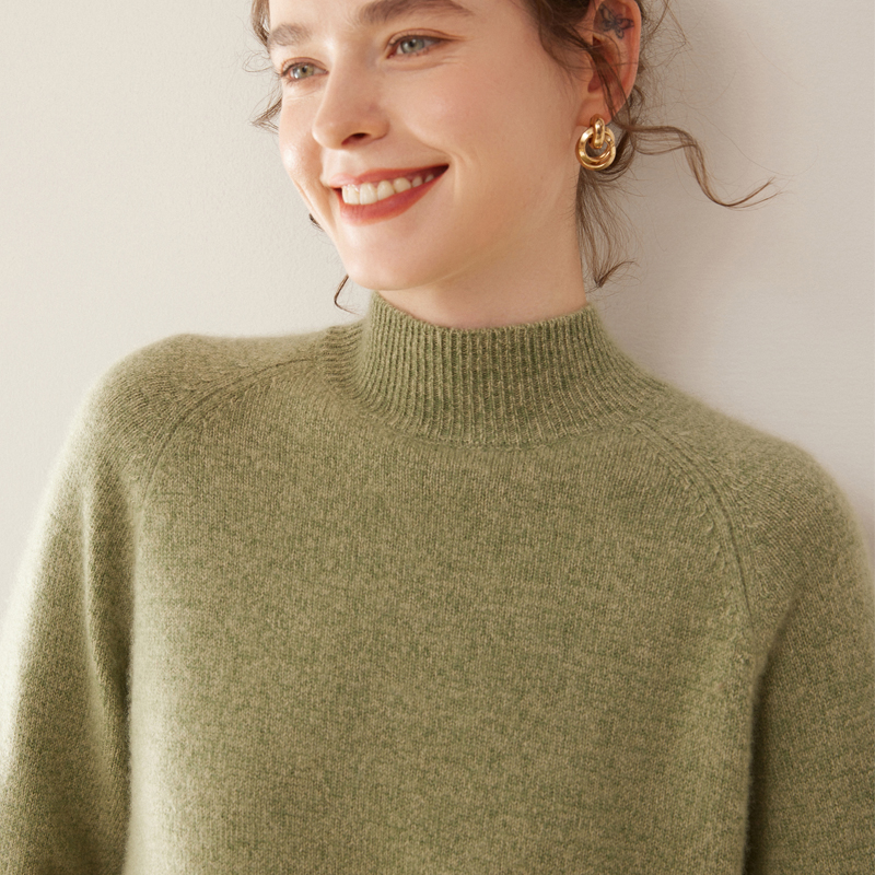 【花纱】半高领羊绒衫宽松特级加厚山羊绒毛衣女士秋冬