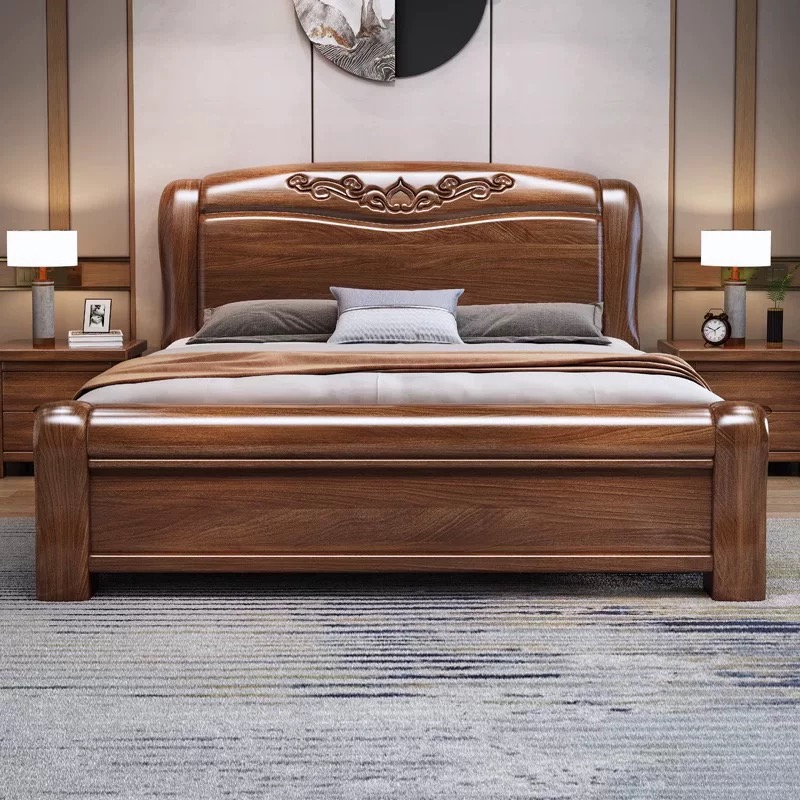 【龙哥】紫金檀木实木床1.8米新中式双人床主卧室1.5现代简约轻奢