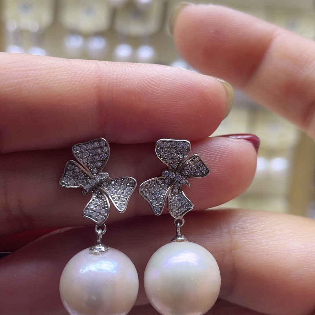 淡水珍珠耳饰银S925镶嵌