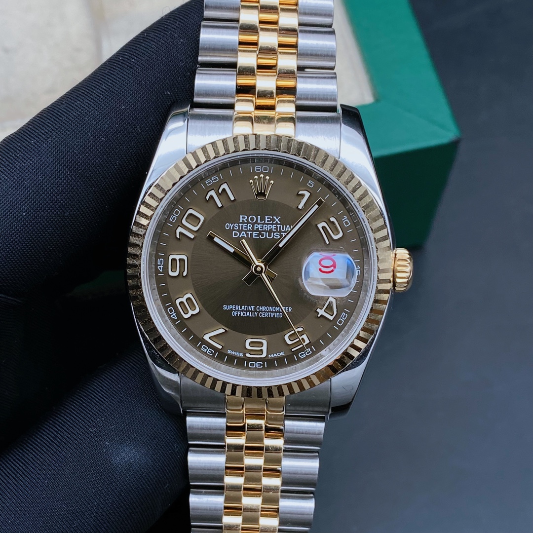 99新 Rolex/劳力士 日志116233/咖盘数字刻度/机械男表/表径36