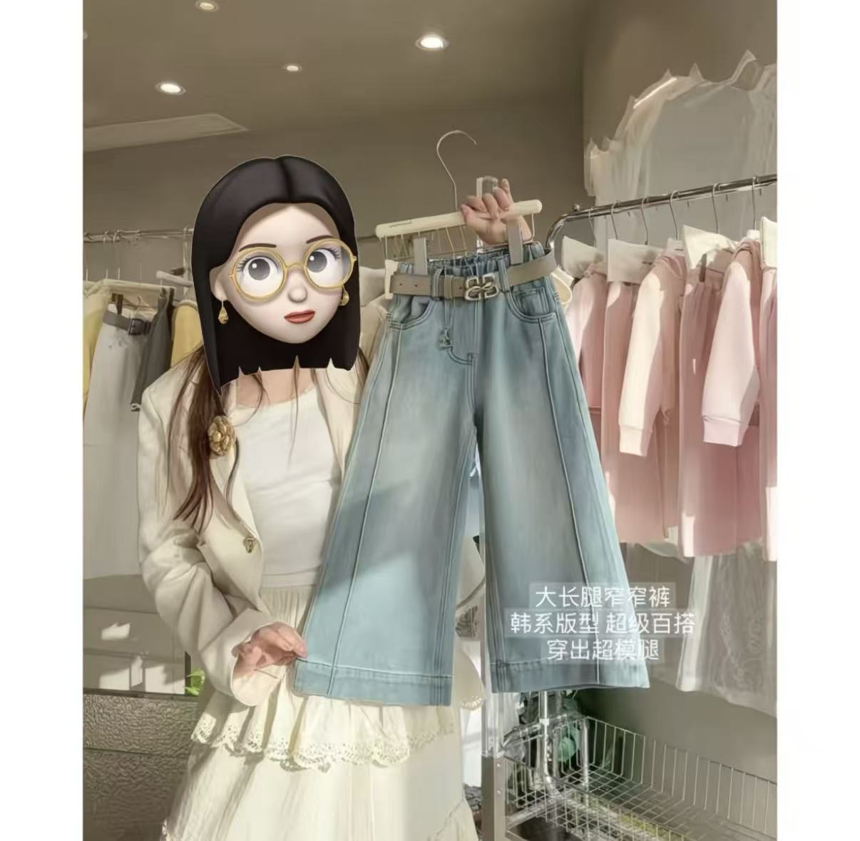 现货~女童牛仔裤秋季2025新款中童宽松阔腿裤子春秋儿童直筒裤
