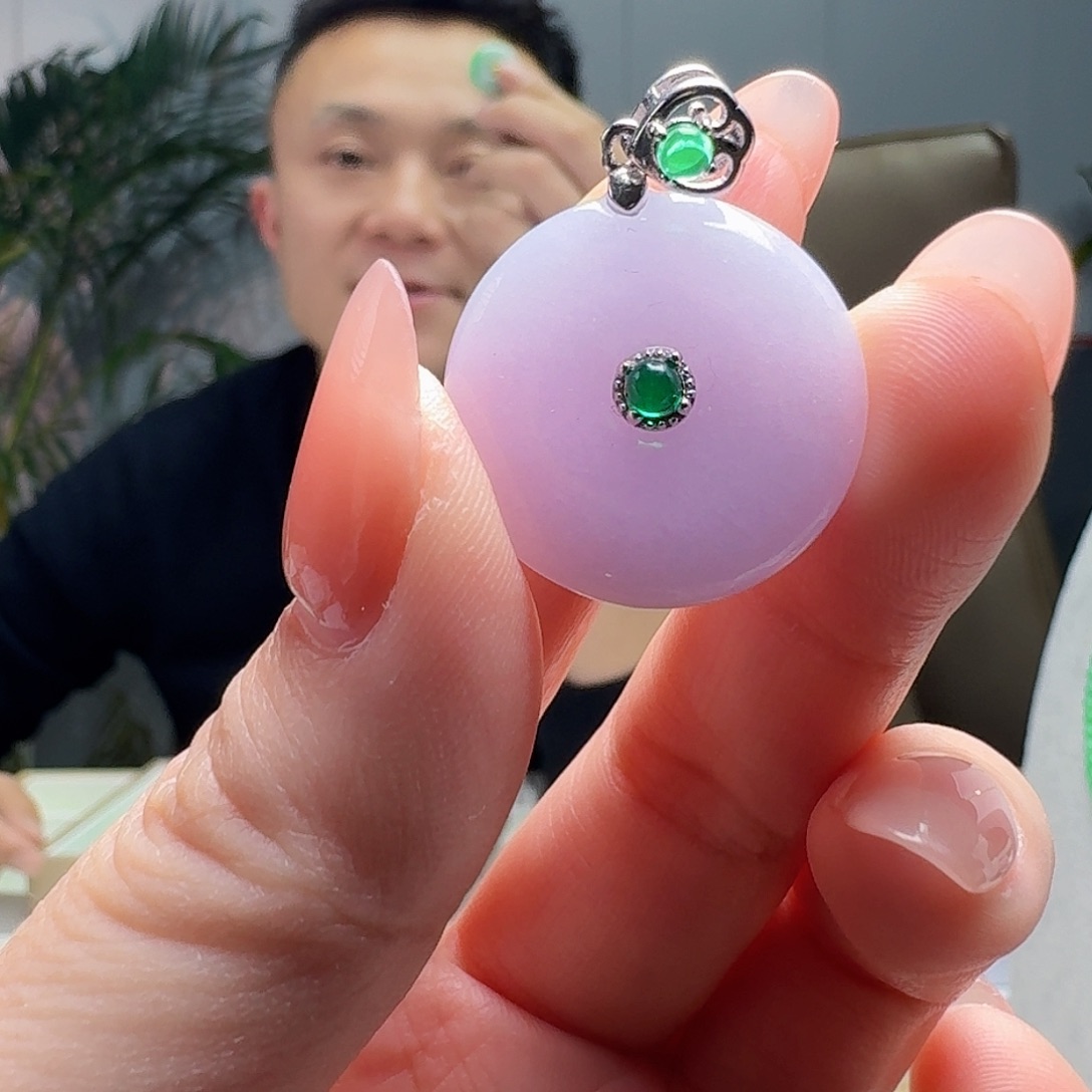 翡翠吊坠(不含链)银S925镶嵌天然