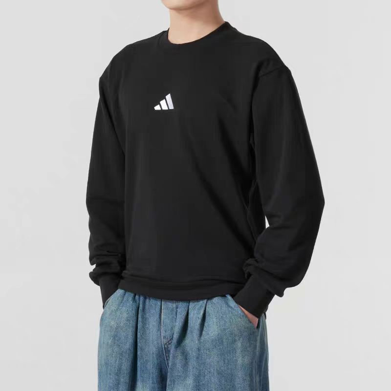 【大明宫AD专享】阿迪达斯男士25春季新款黑色圆领休闲套头衫JE3837