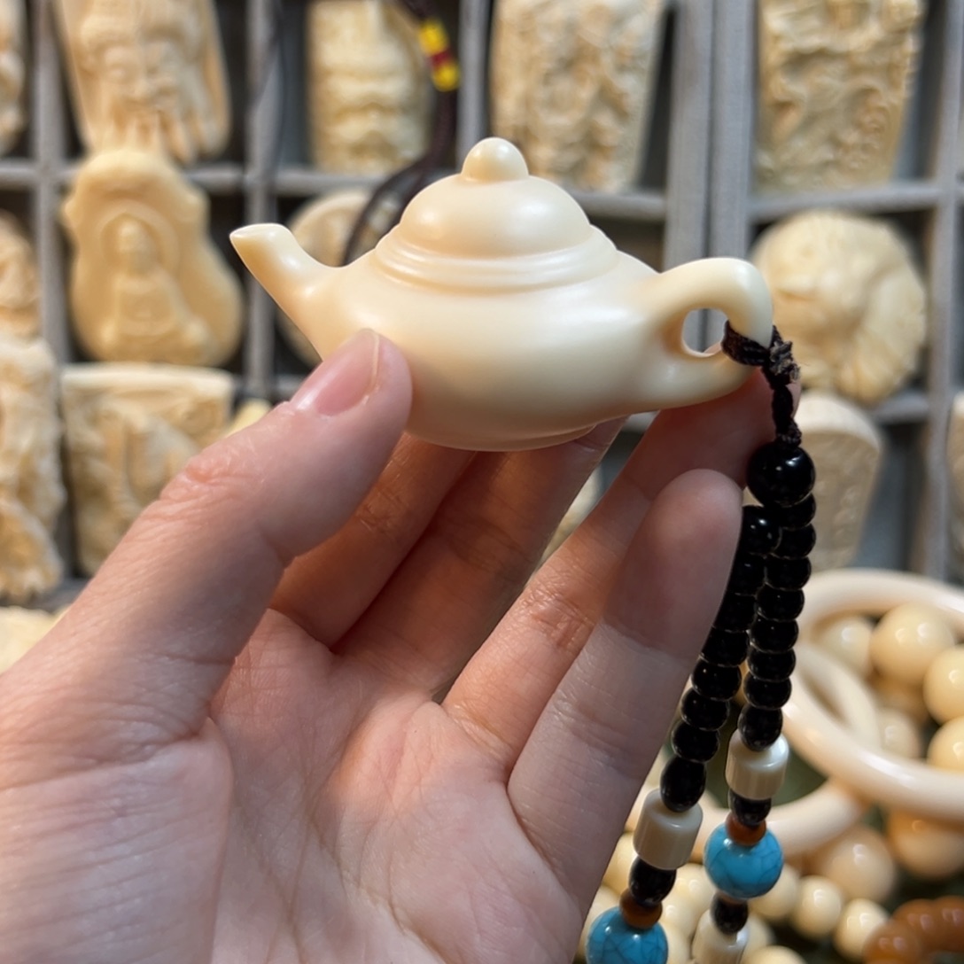 鹿角雕刻素把把壶