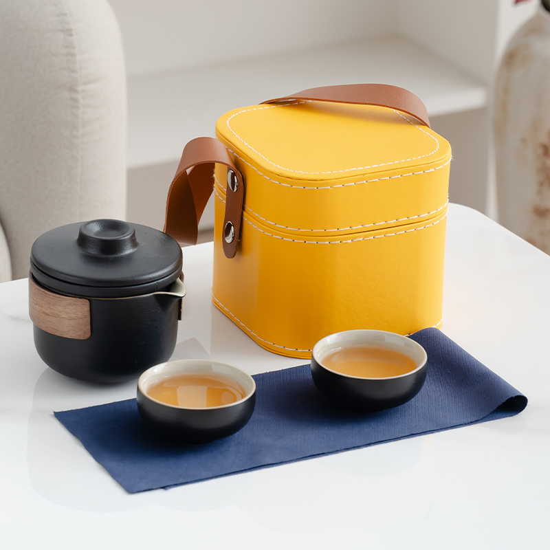 粗陶旅行茶具小套装一壶二杯便携式随身快客杯户外露营旅游泡茶壶