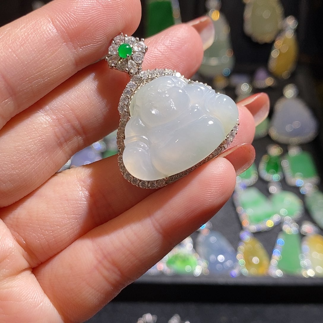 颈饰银S925镶嵌翡翠天然翡翠