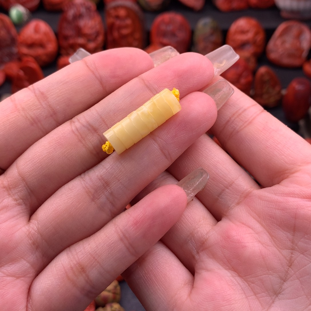 蜜蜡裸石未镶嵌原矿精工直切隔片8mm➕