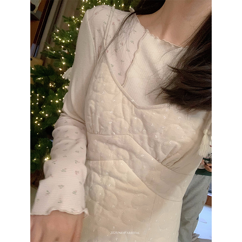 ZNG SHOP（清仓款NO退NO换）花朵加棉小碎花吊带裙碎花拼接打底上衣