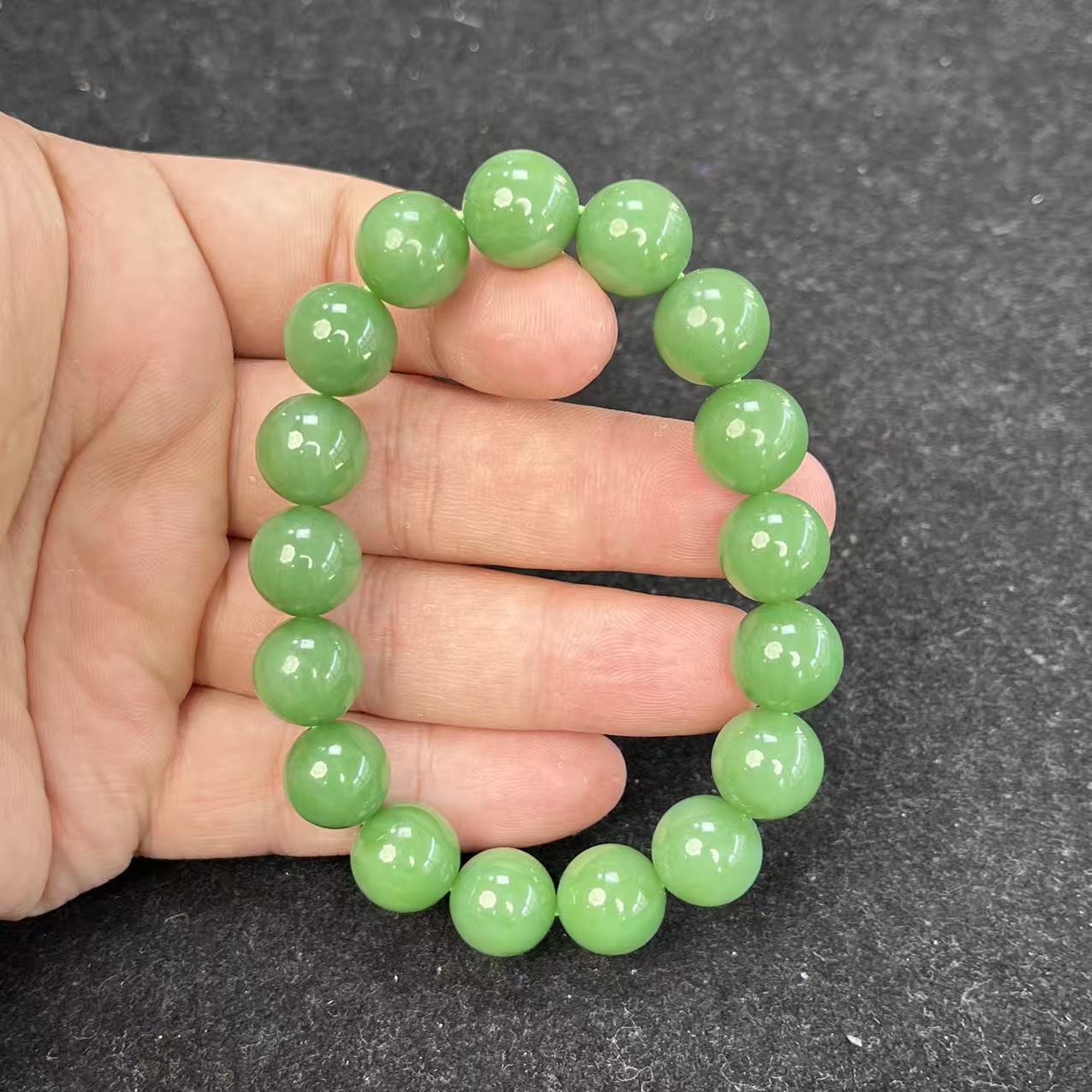 【元举甄选】和田玉碧玉粉绿卡12左右手串