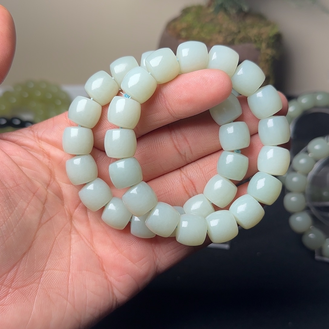 和田玉未镶嵌手串天然且末料青白玉卡13多样性拍一发一
