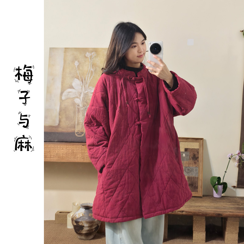 【大梅子推荐】设计款亚麻系带棉服JG5051B（衣长82胸围140）