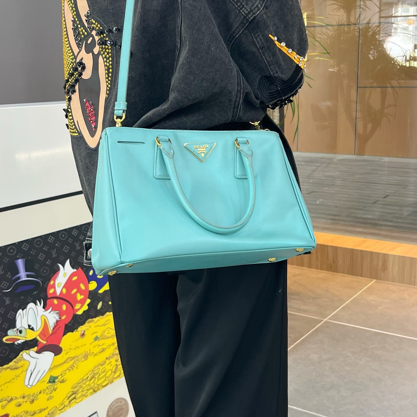 95新 Prada/普拉达 入目 杀手提夫尼蓝手提包 78590