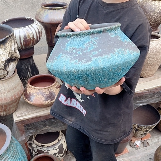 紫砂花盆高度19口径18