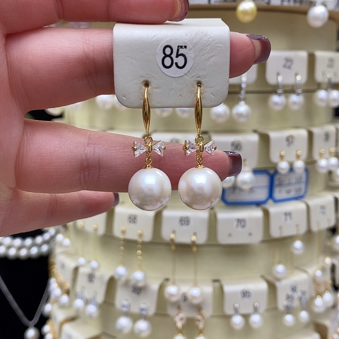 淡水珍珠耳饰银S925镶嵌