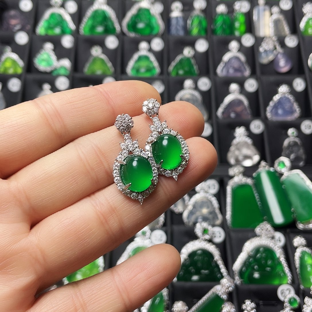 玛瑙/玉髓合金耳钉