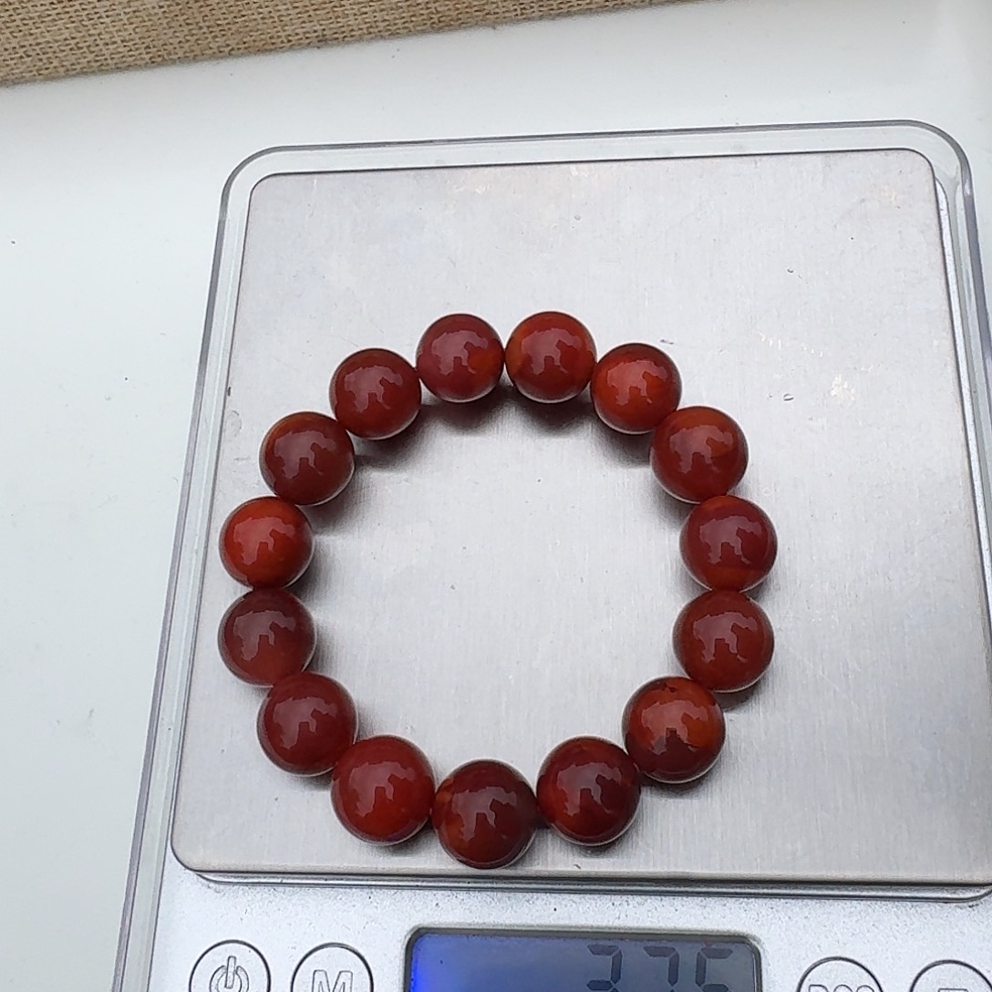 南红玛瑙手链未镶嵌葳***?原矿南红手串12mm瓦西车厘子
