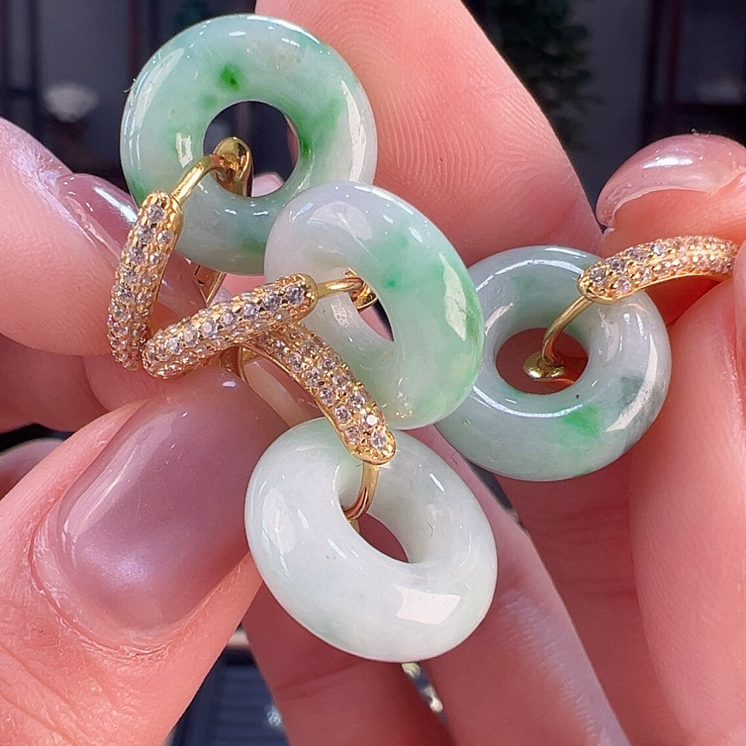 翡翠耳饰银S925镶嵌多样性发货一副