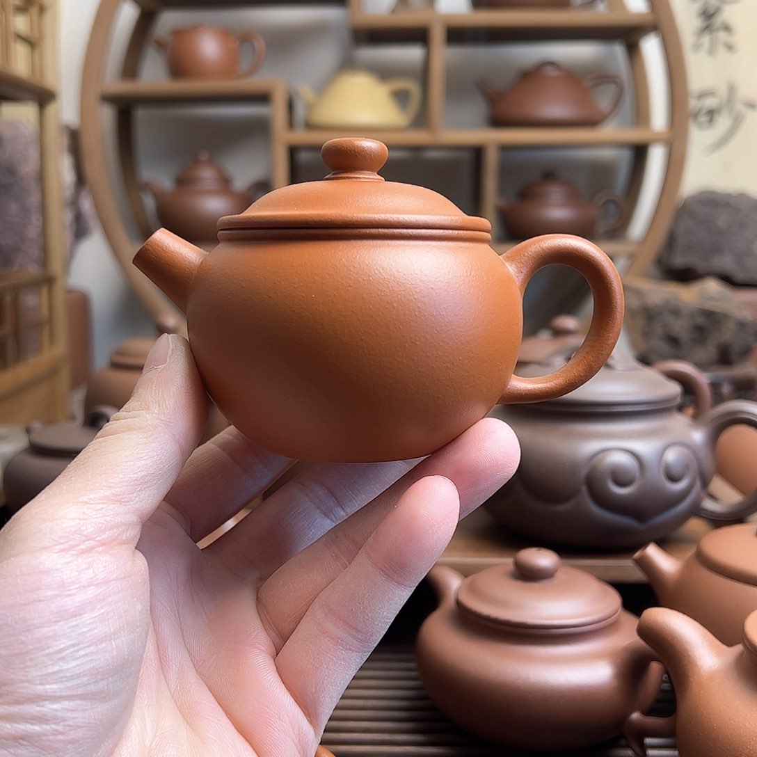 紫砂茶壶巨轮珠170cc朱泥