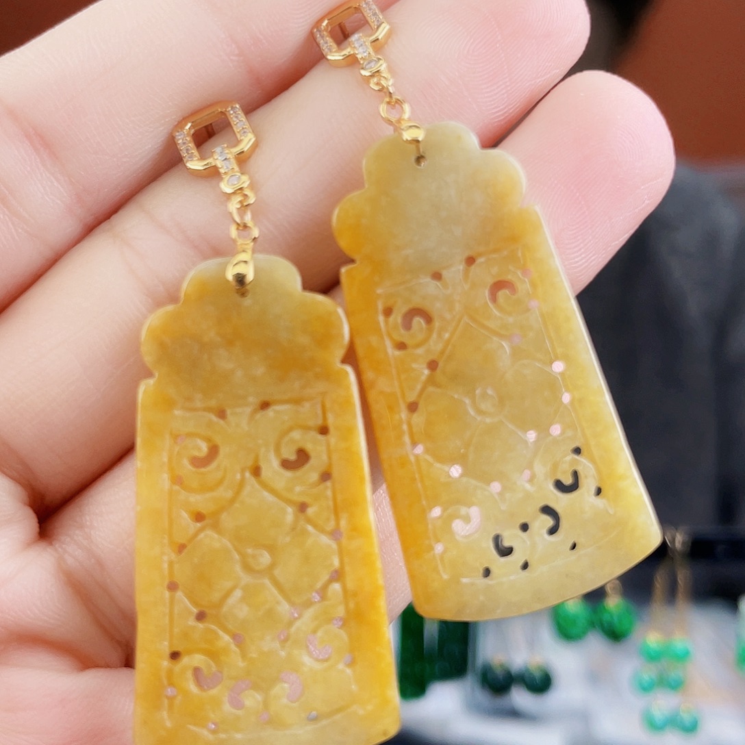 翡翠银S925镶嵌耳饰
